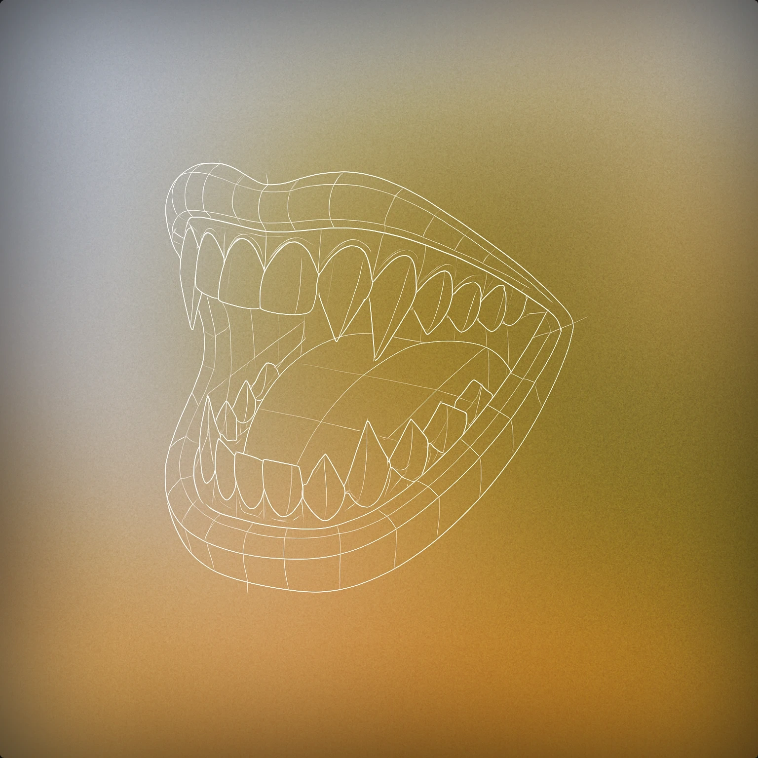 Cover of a stylized open mouth with exaggerated sharp teeth and a wide grin for Sinister Laugh sound effects