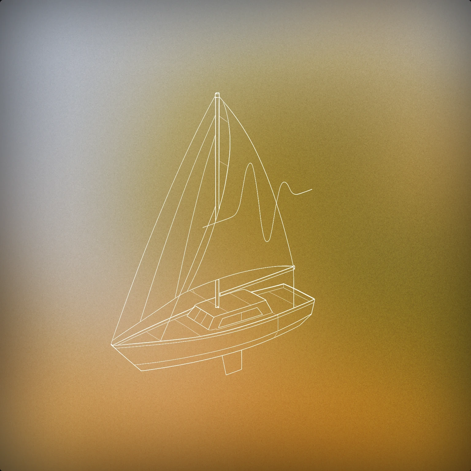 Cover of A stylized sailboat with a single large sail, where the sail is subtly shaped like a soundwave curve, and the hull is simple and geometric. for Sailboat sound effects