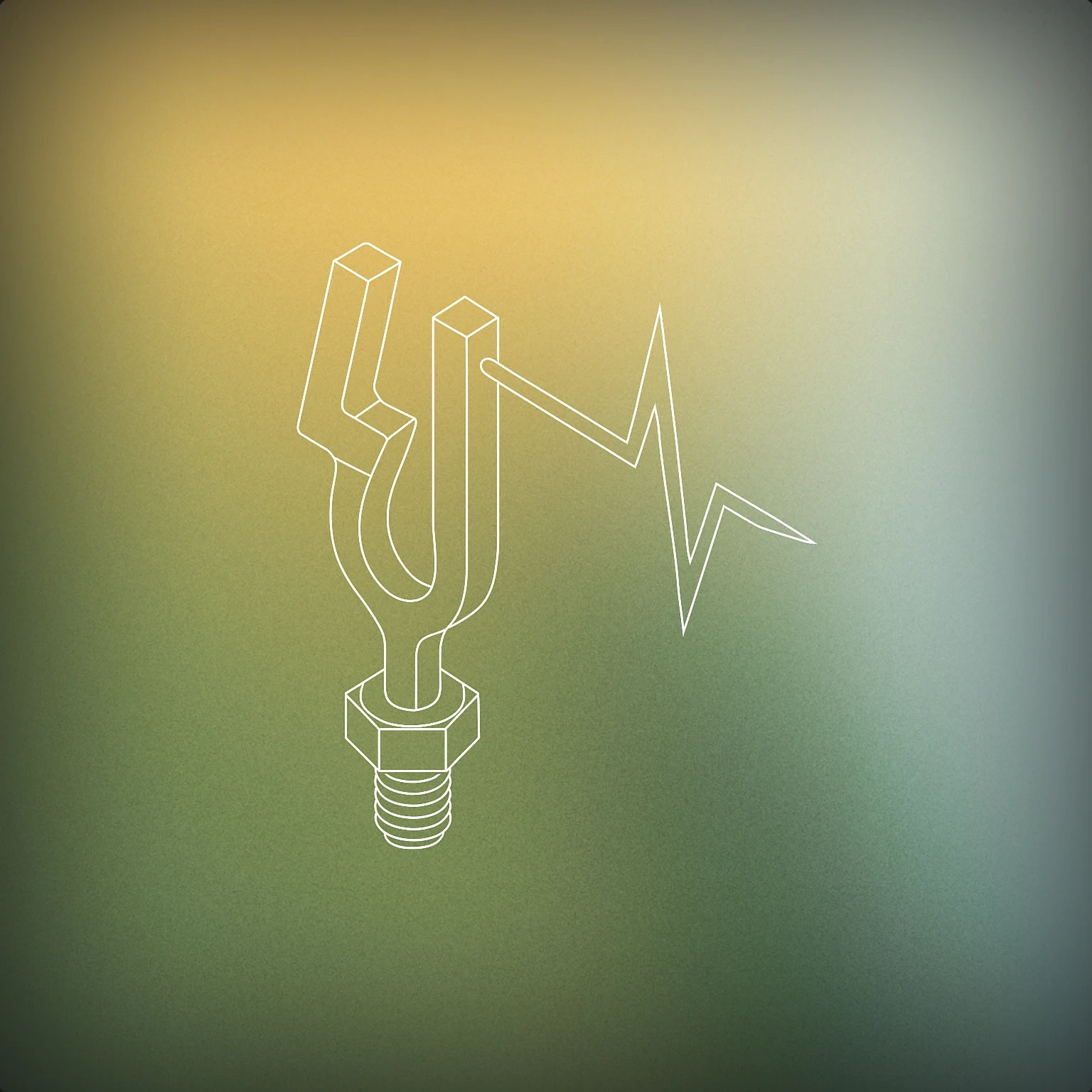 Cover of a stylized bolt-shaped tuning fork emitting a single sharp waveform for Lightning Flash sound effects