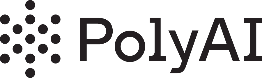 PolyAI logo with a cluster of dots forming a pattern.
