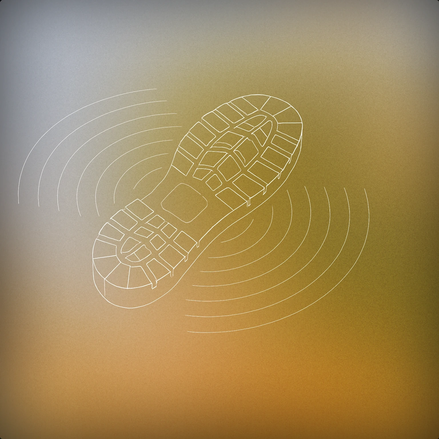 Cover of a single shoe print with subtle soundwave lines radiating from it for Walking sound effects