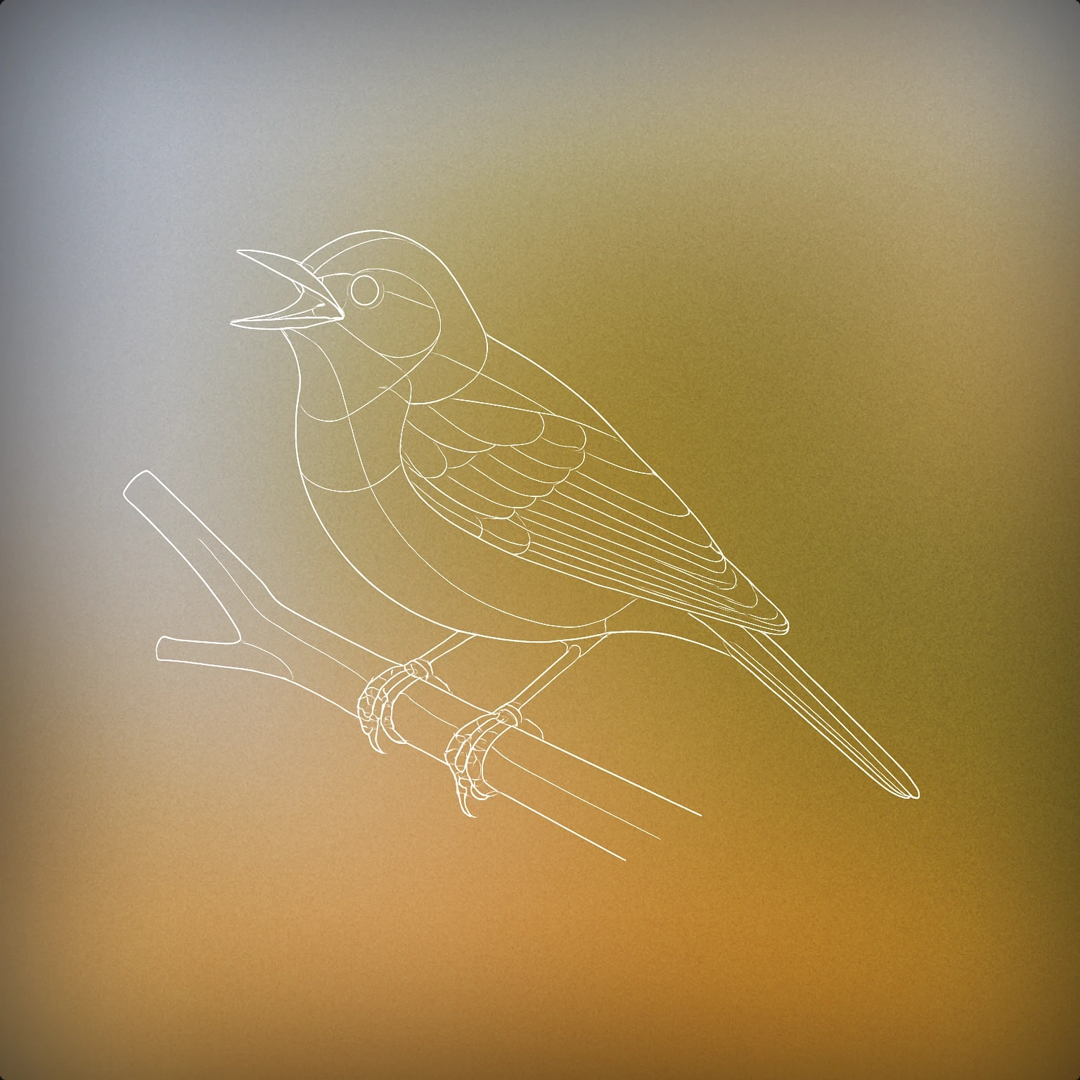 Cover of a perched songbird with an open beak on a simple tree branch for Birds Chirping sound effects