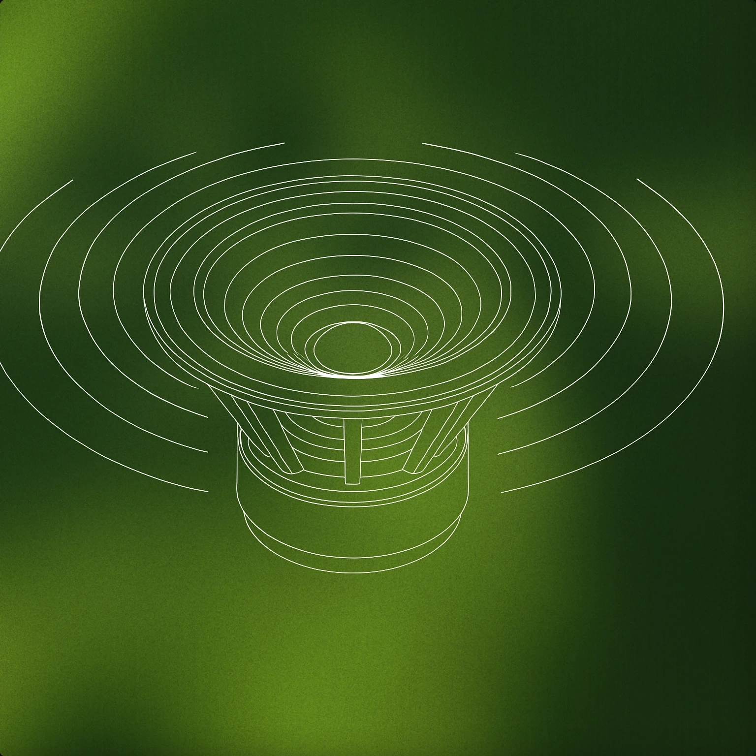 Cover of oversized subwoofer cone with exaggerated vibration ripples for Womp Womp Womp sound effects