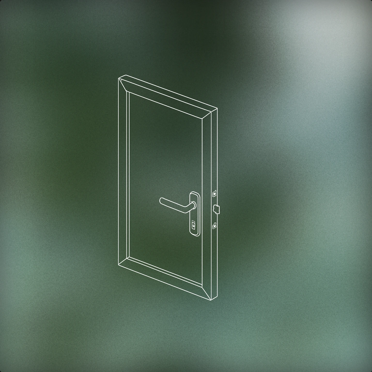 Cover of a closed door with a visible latch or handle in the locked position for Door Shut sound effects