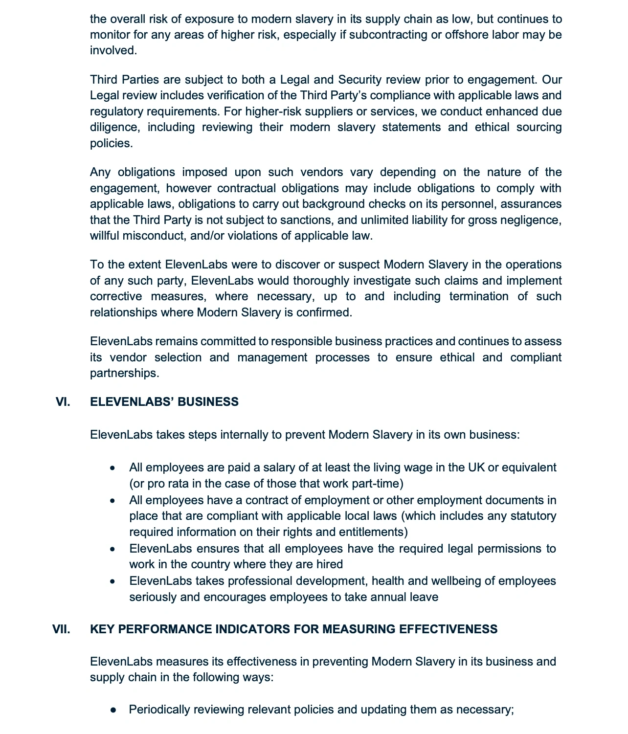 Page 4 of Modern Slavery Policy Statement