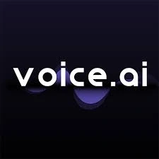 The text "voice.ai" on a dark background with a purple wave design.