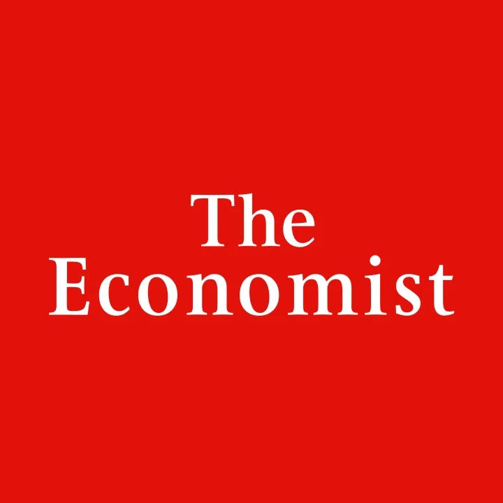 The Economist logo with white text on a red background.
