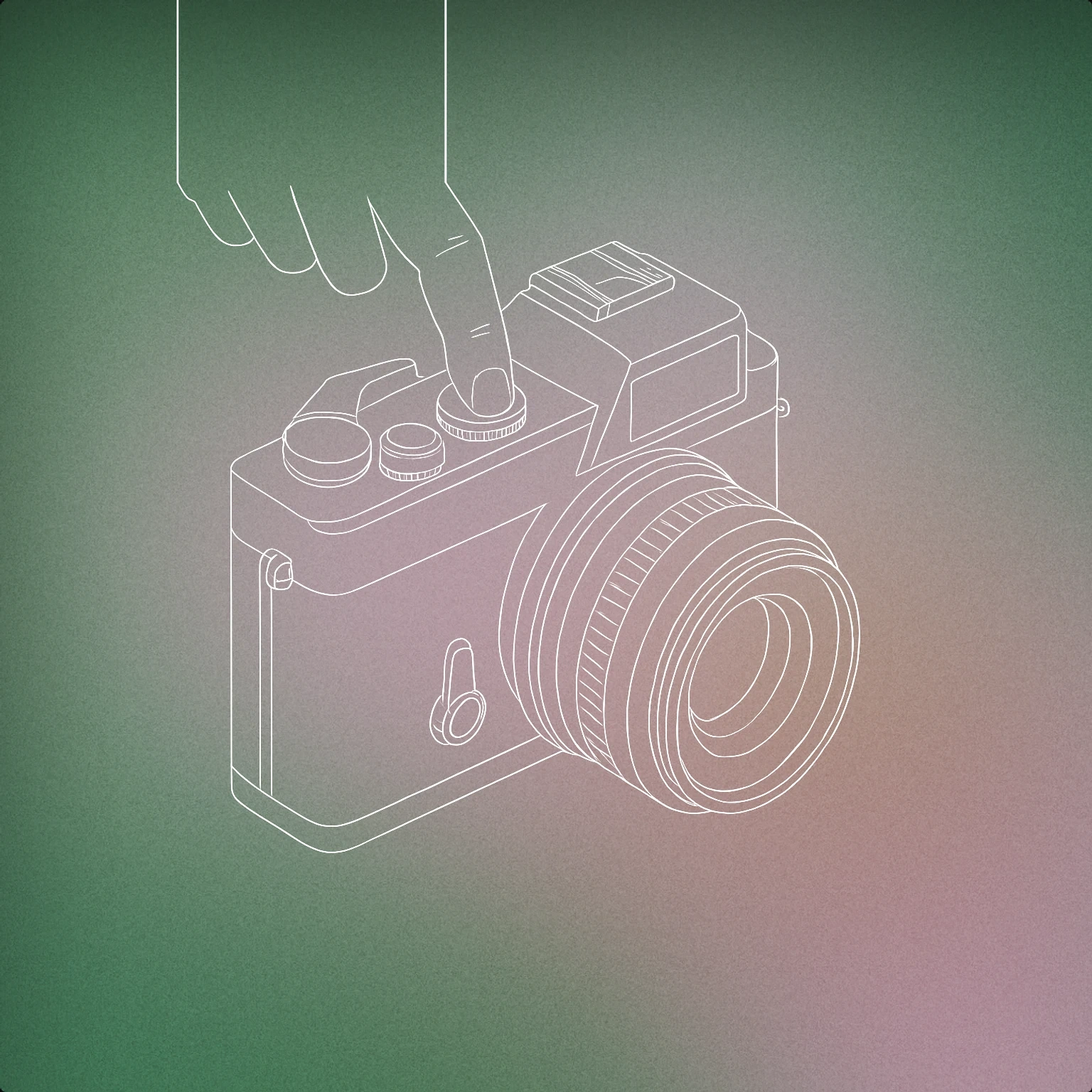 Cover of a classic camera with a prominent shutter button being pressed for Camera Click sound effects