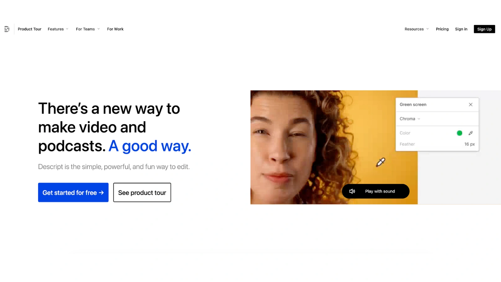 A woman with curly hair winks at the camera against a yellow background.