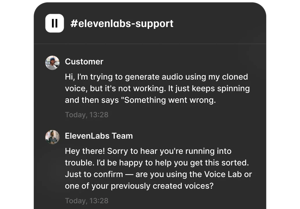 Support chat UI