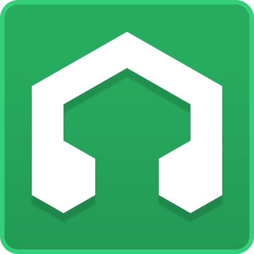 Green square icon with a white hexagon and two smaller hexagons inside.