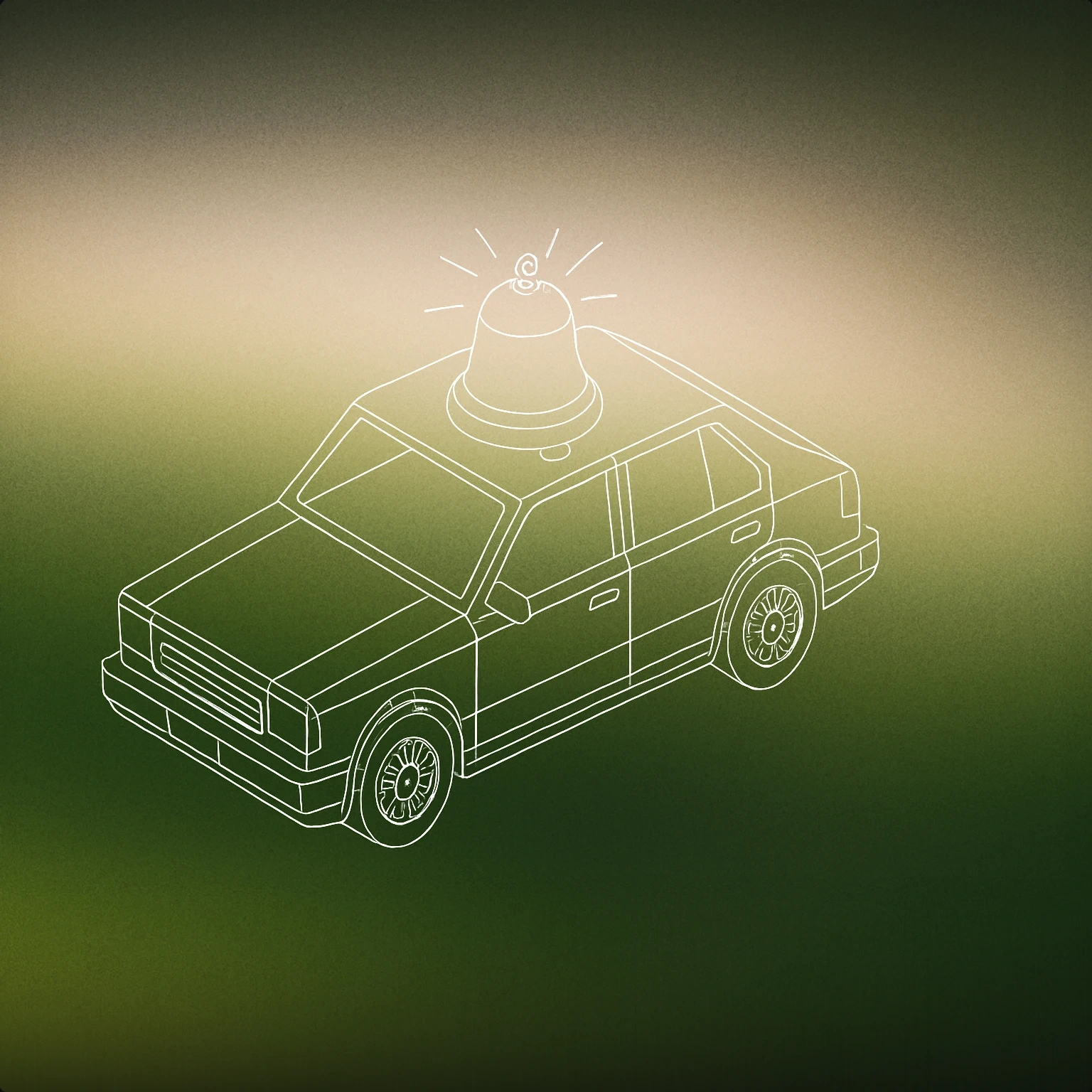 Cover of car with a stylized ringing bell on its roof for Vehicle Alarm sound effects