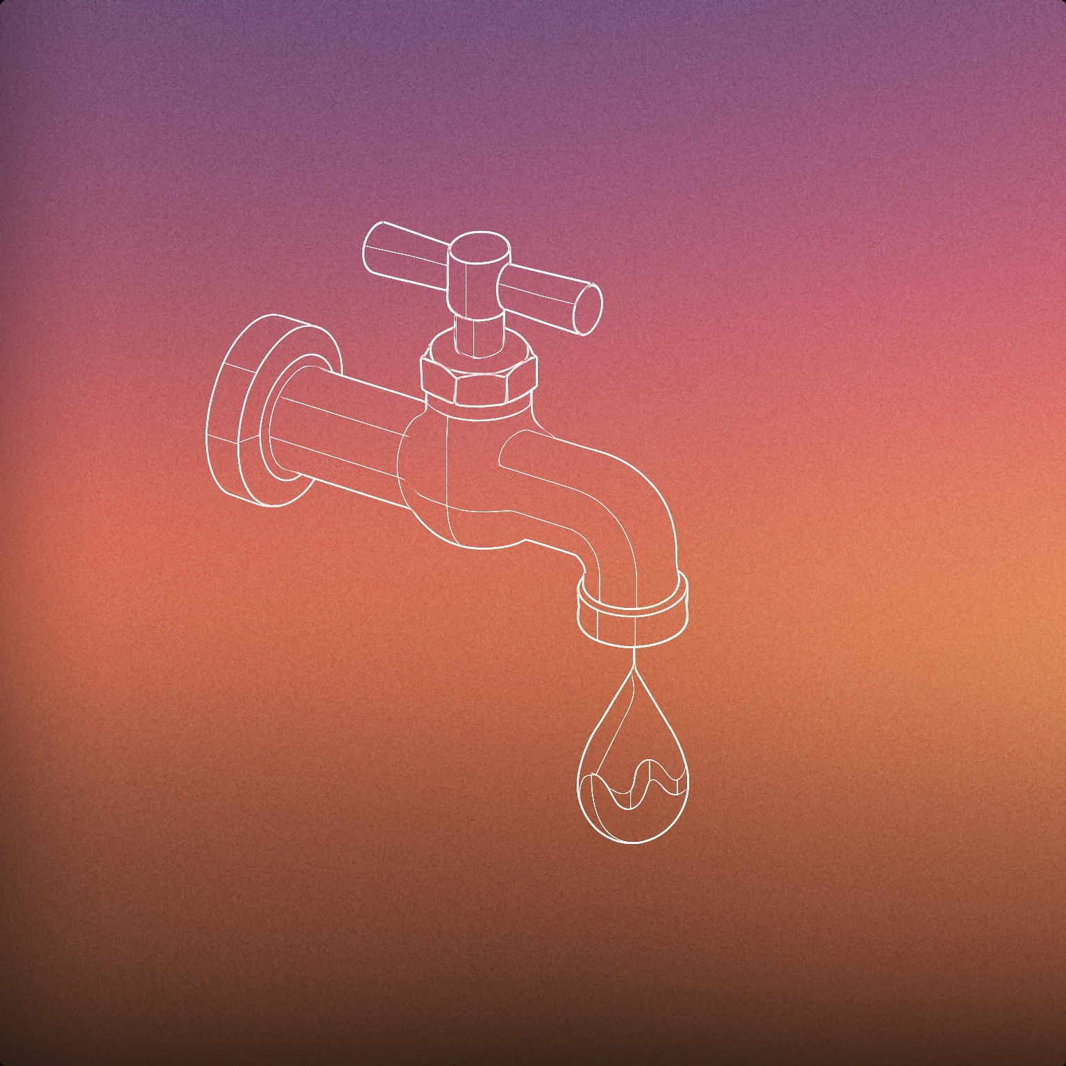 Cover of A single, stylized water faucet with a droplet suspended below the spout, the droplet containing a subtle waveform pattern inside it for Water Faucet sound effects