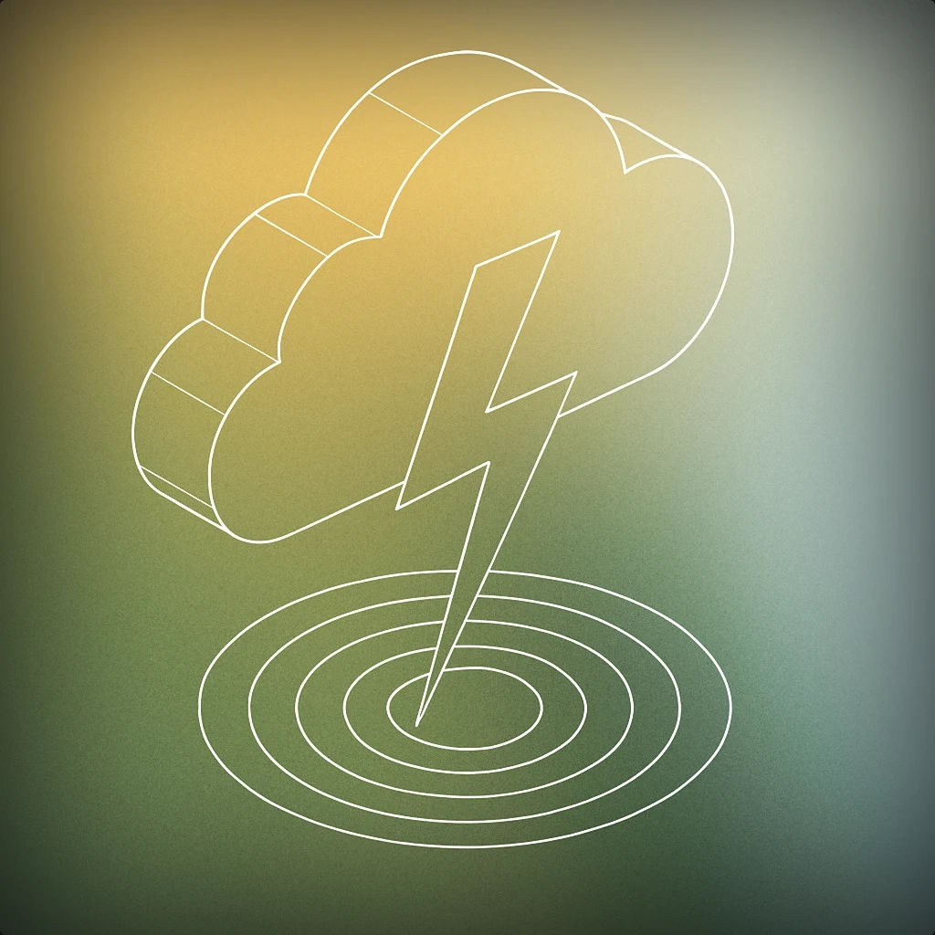 Cover of A stylized cloud with a single, bold lightning bolt emerging from it, with subtle concentric rings radiating outward to suggest the propagation of sound waves from the thunder for Storm sound effects
