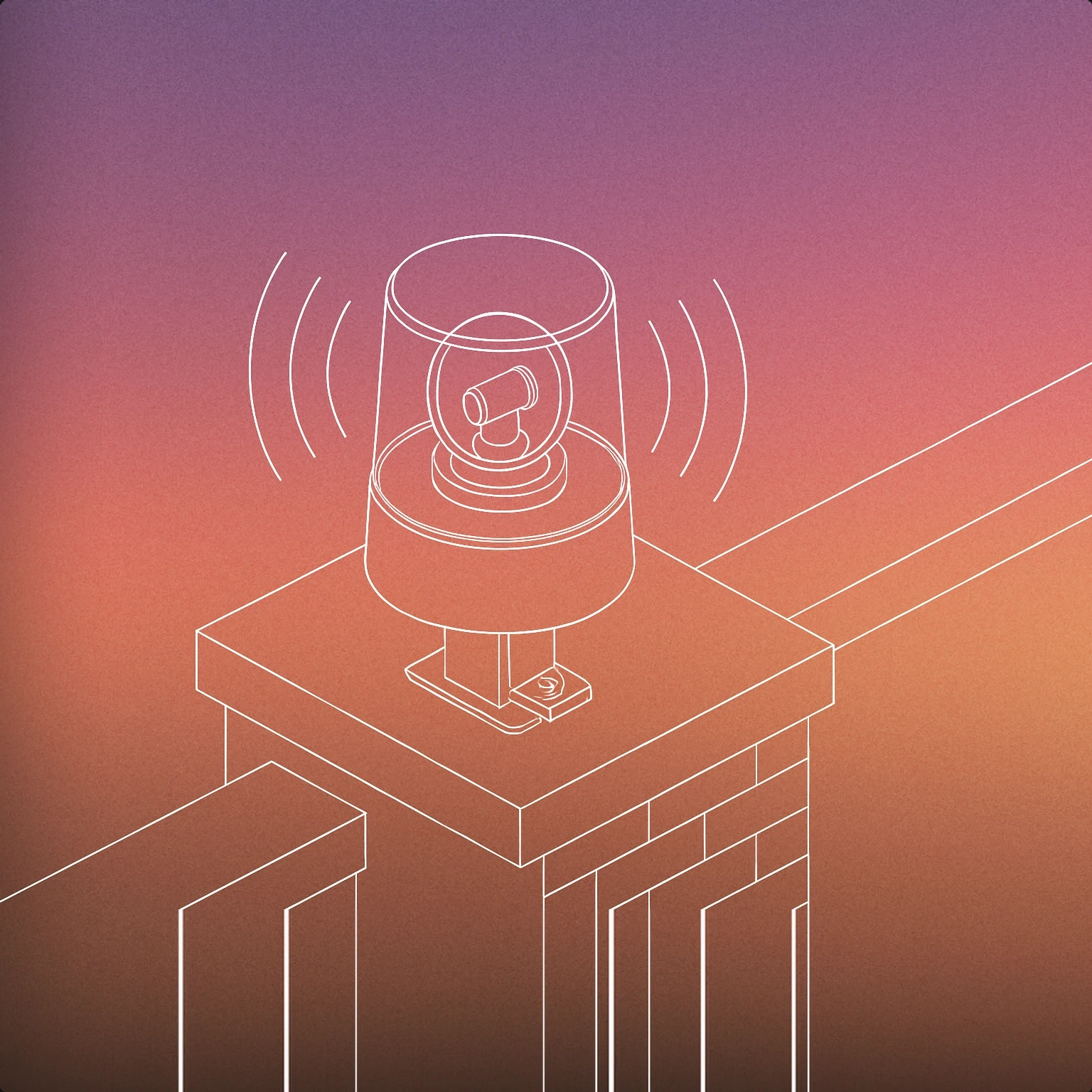 Cover of rotating emergency siren on a rooftop for Tornado Warning sound effects