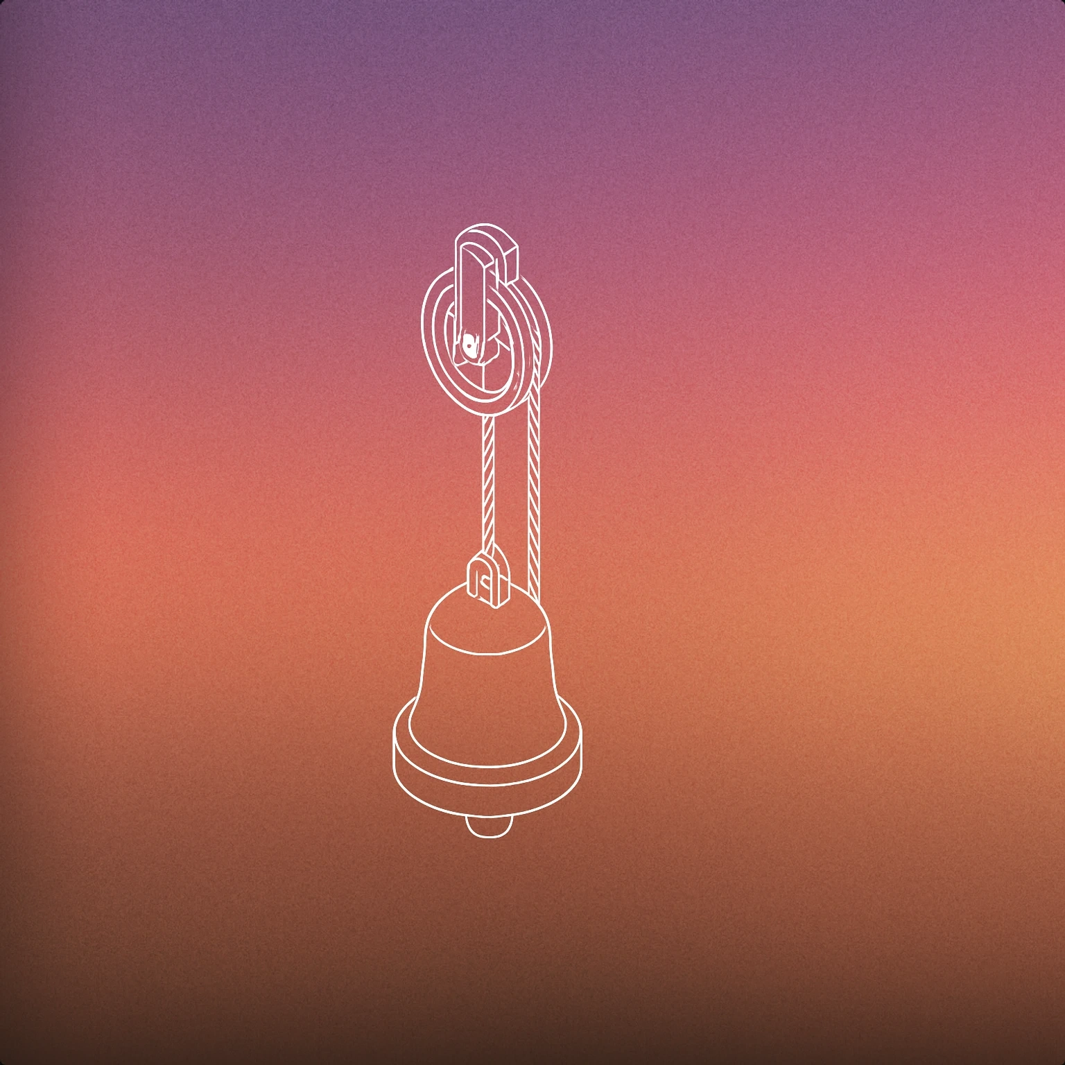 Cover of A stylized pulley wheel with a taut rope passing over it, attached to a suspended, simplified bell shape below for Pulley sound effects