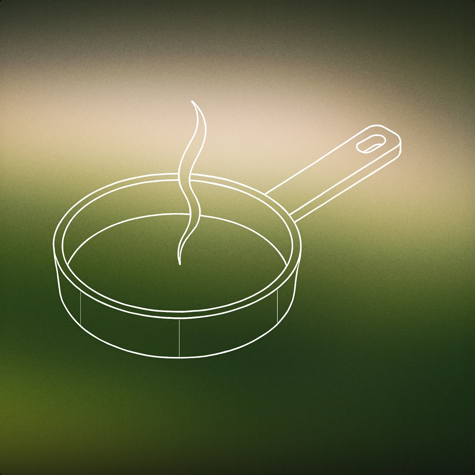 Cover of A stylized frying pan with a single, prominent wavy line rising from its center to represent the sizzle sound for Sizzle sound effects