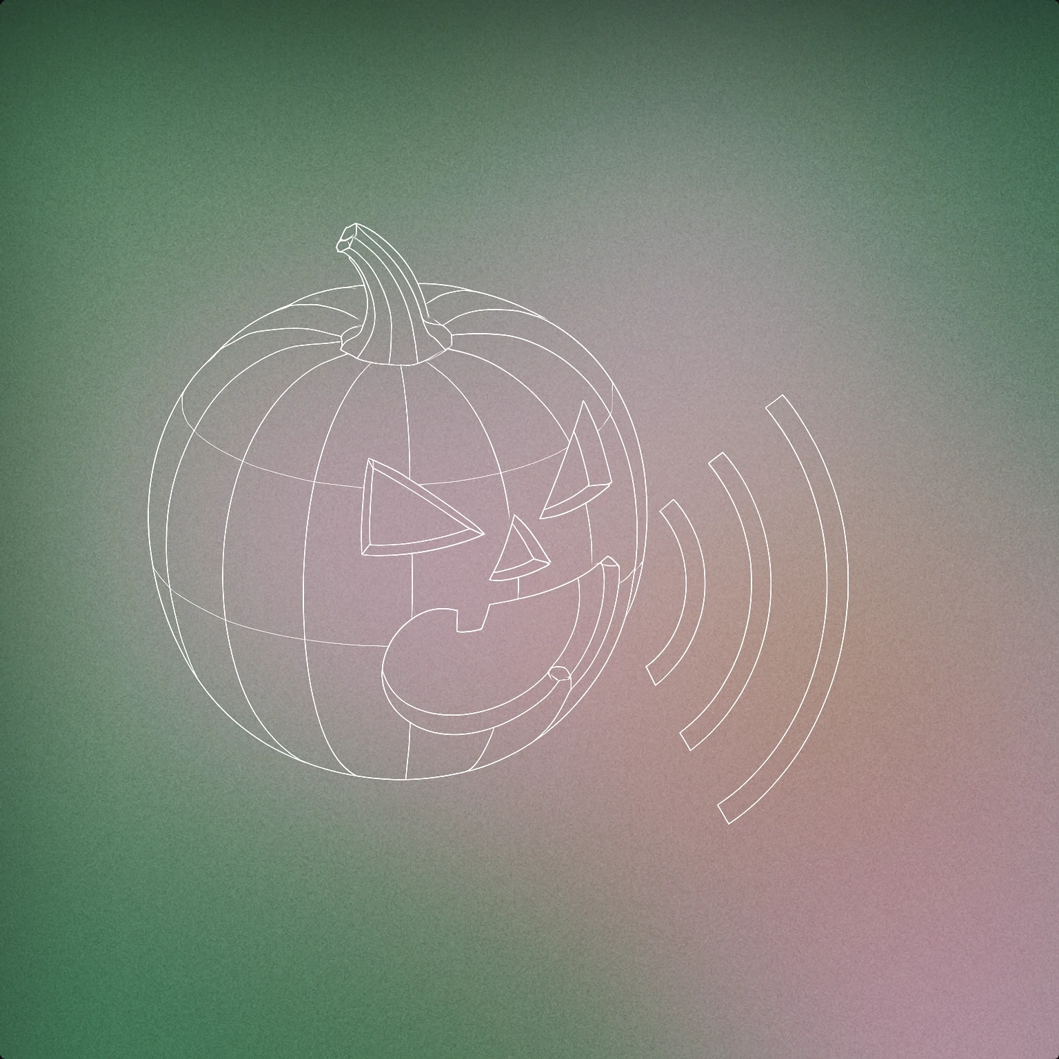Cover of a jack-o'-lantern with a stylized open mouth emitting curved sound lines for Halloween sound effects