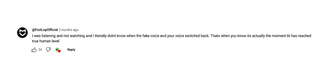User's comment about AI recognizing voice authenticity.