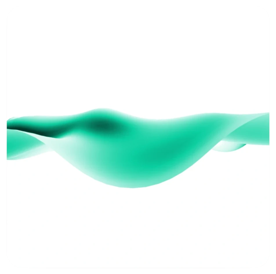 Abstract green wave-like shape on a white background.