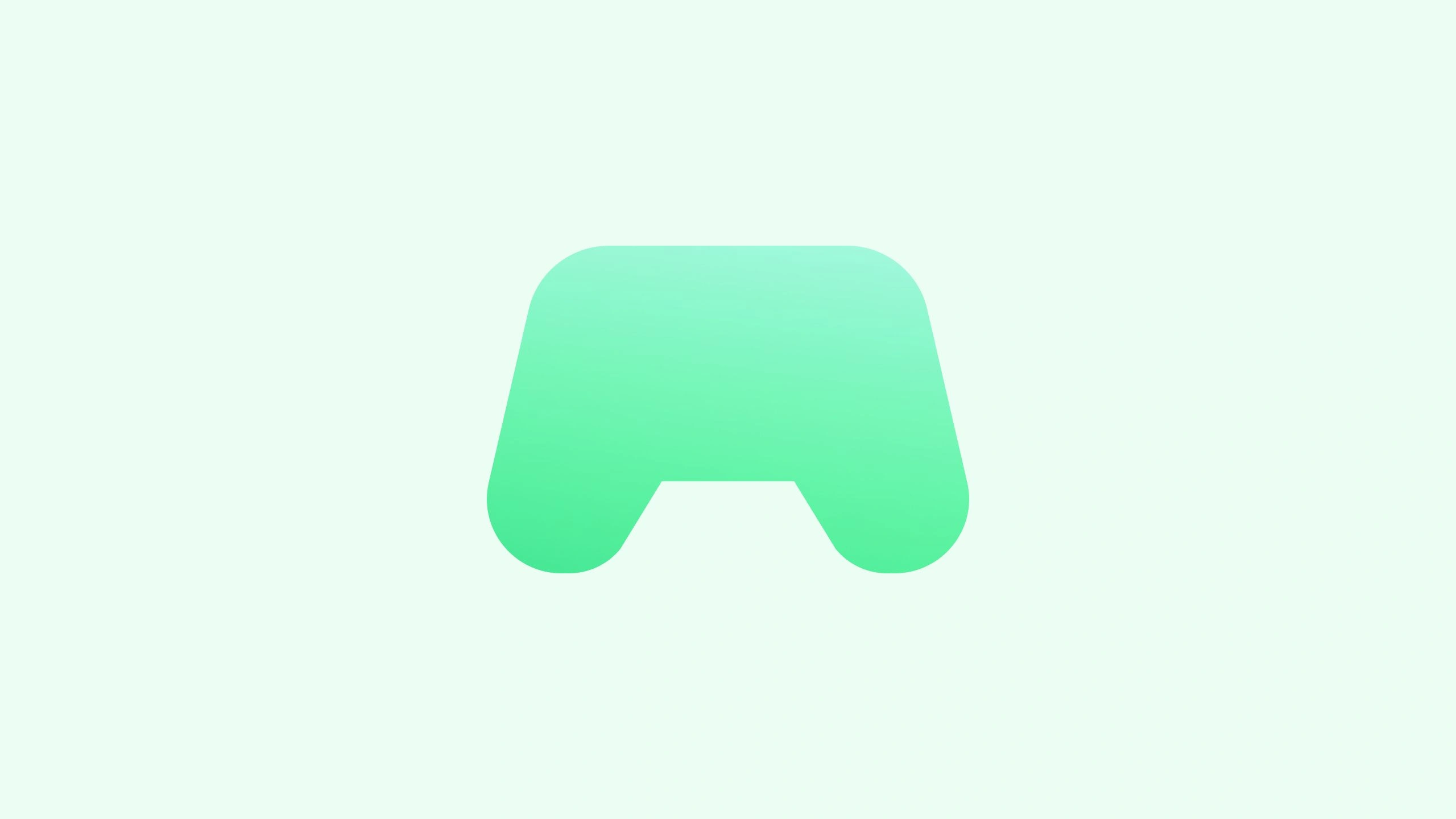 A gradient green icon resembling a game controller or a stylized "A" shape on a light green background.