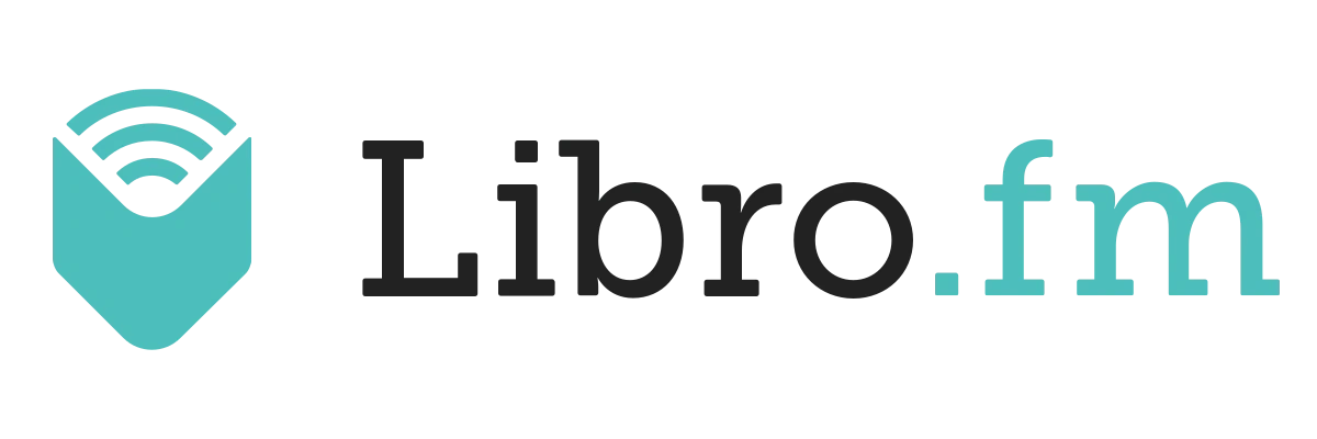 Libro.fm logo with a stylized book and Wi-Fi signal icon.