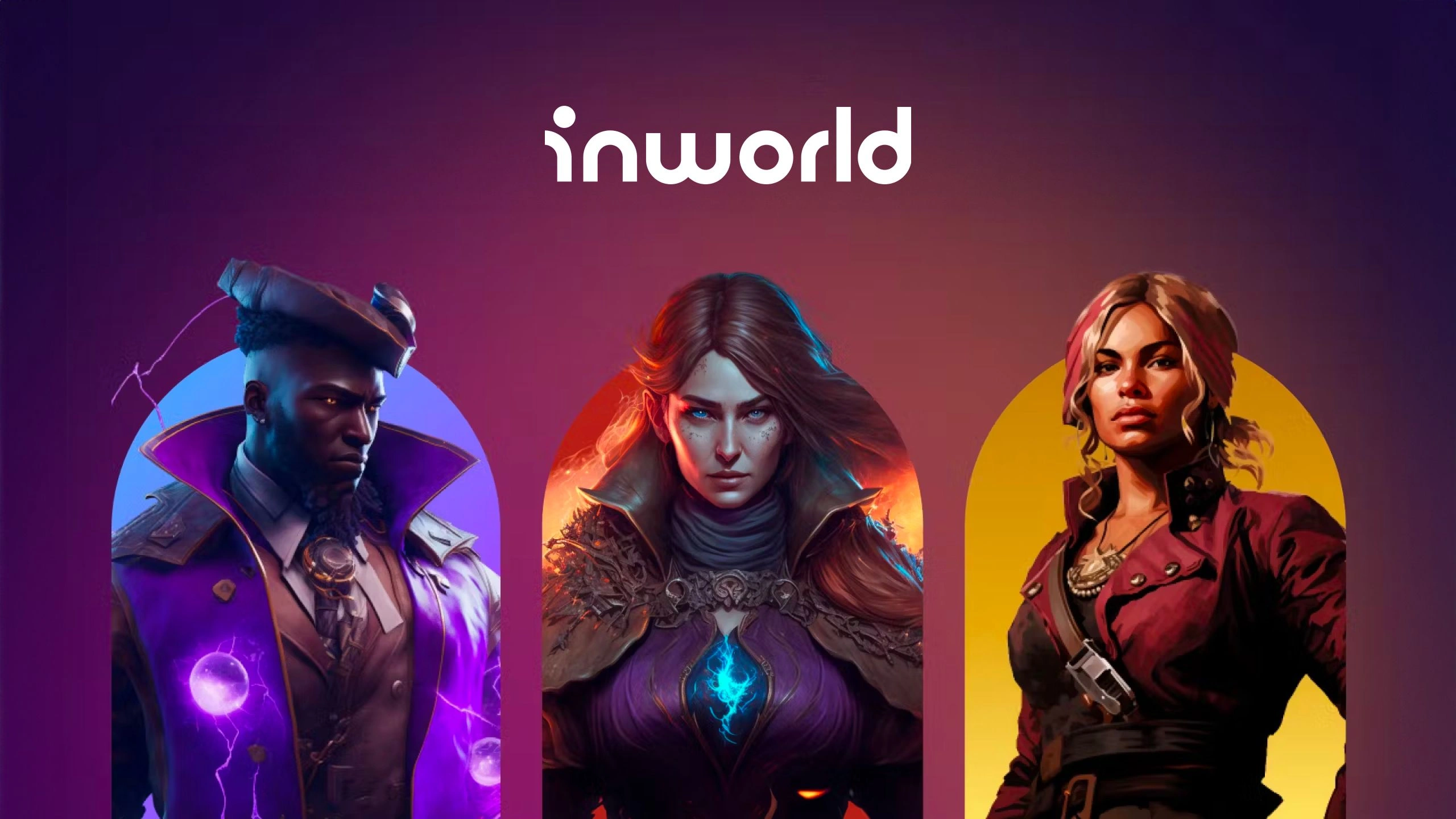 Digital artwork of three diverse fantasy characters with the "inworld" logo above them.