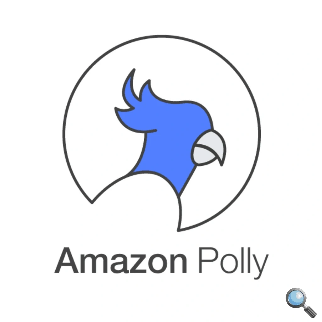 Logo of a blue cartoon bird with the text "Amazon Polly" below it.