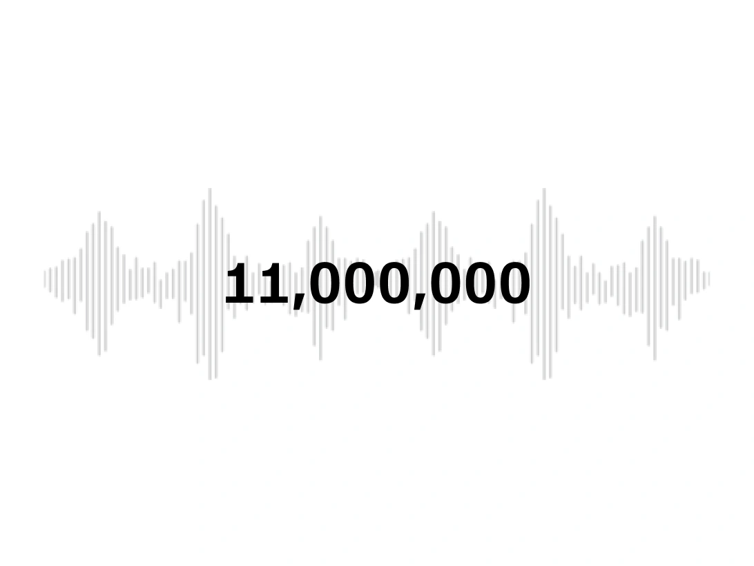 11,000,000 displayed over a sound wave graphic.