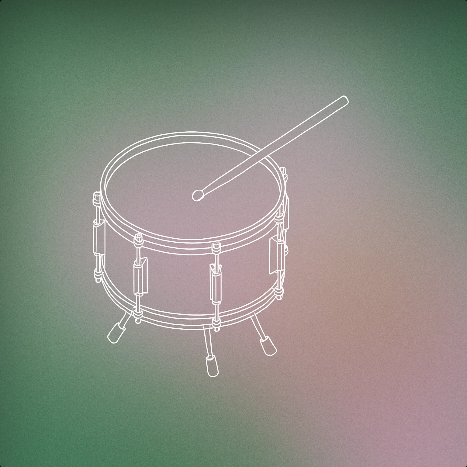 Cover of a single snare drum with a drumstick striking it for Ba Dum Tss sound effects