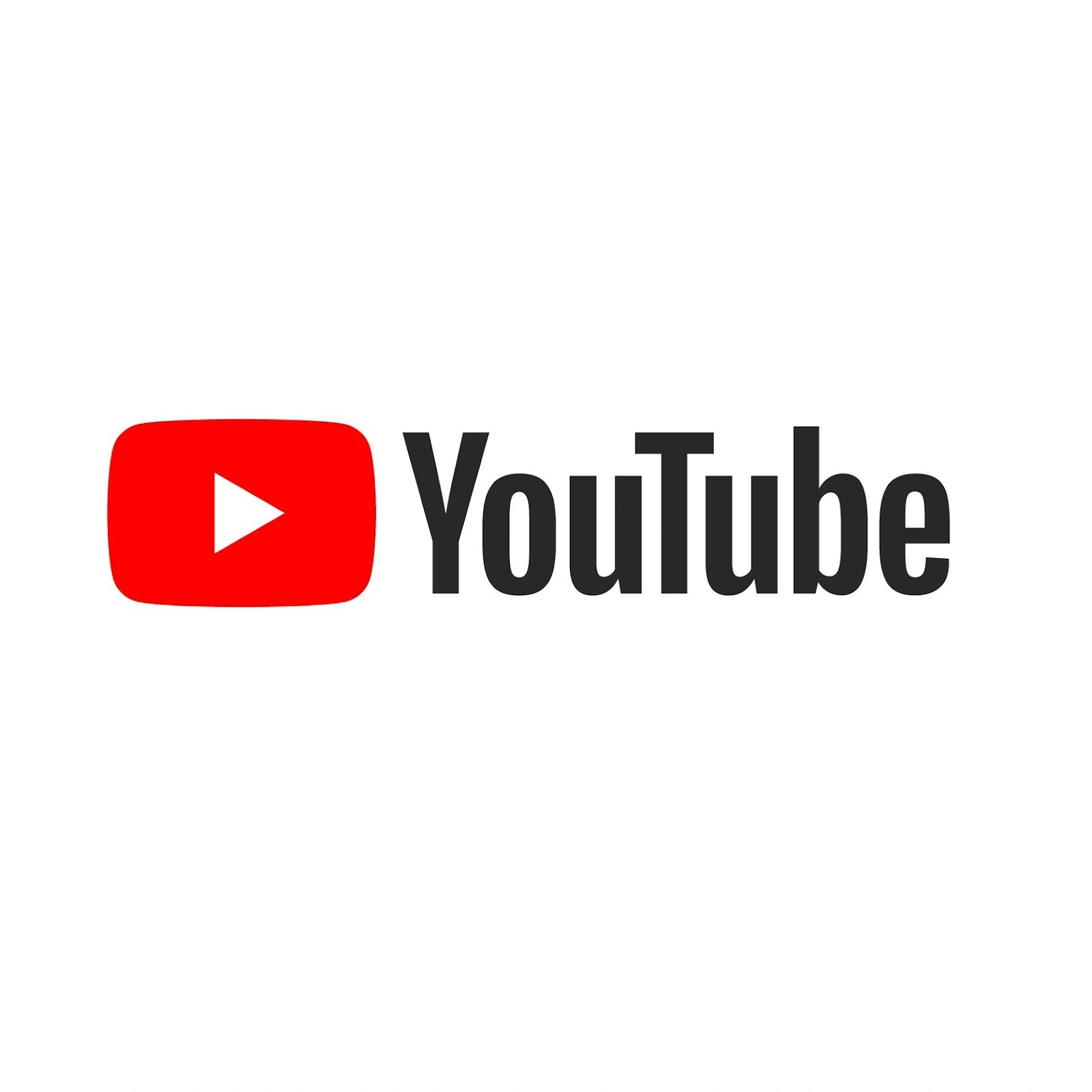 YouTube logo with a red play button icon and the word "YouTube" in black text.