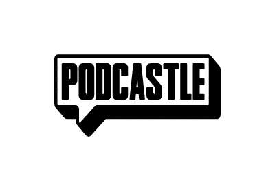 "Podcastle logo with speech bubble design"