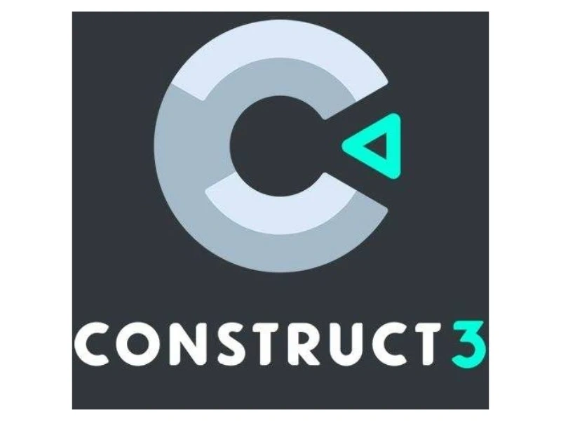 Construct3 logo with a stylized "C" and a play button, and the text "CONSTRUCT3" below.