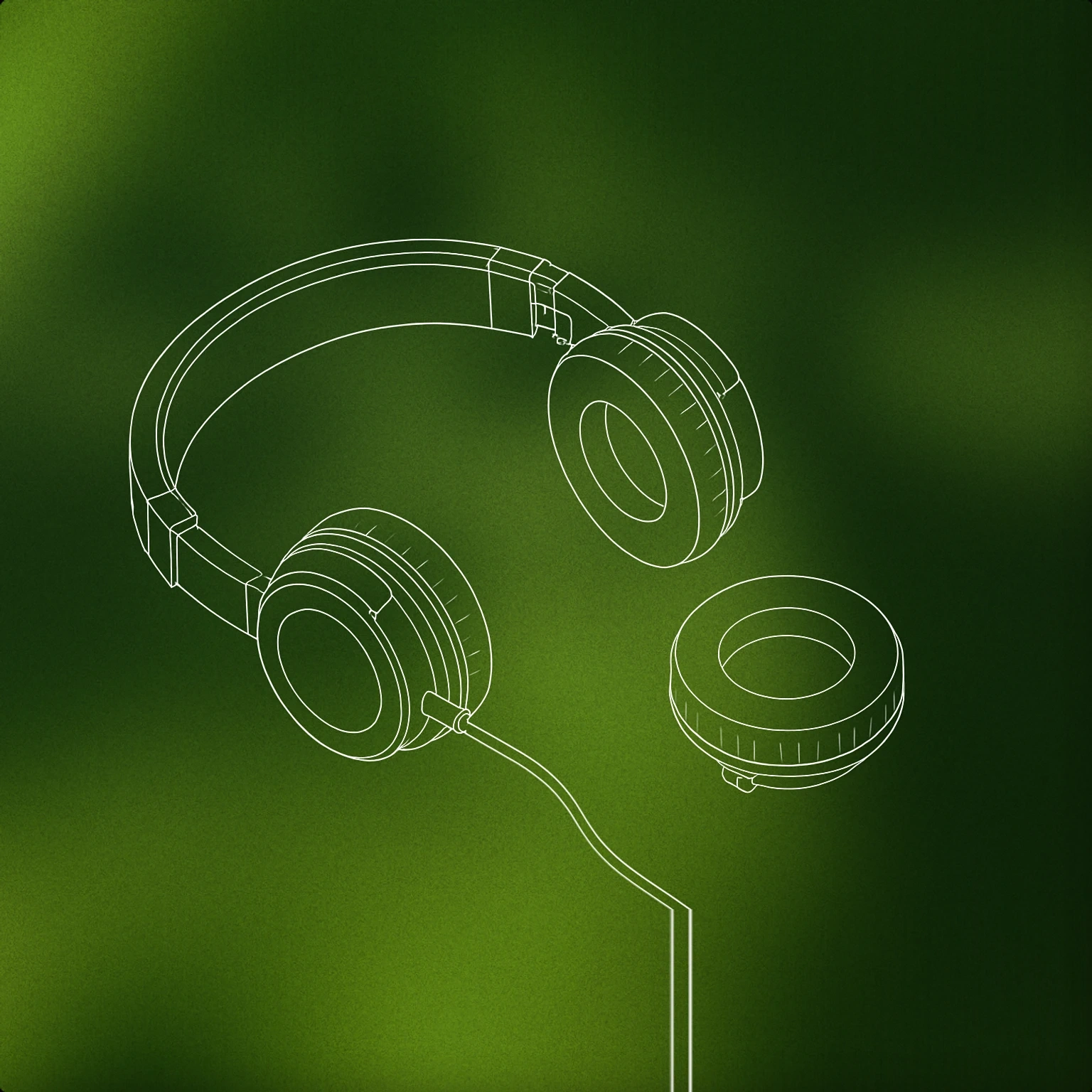 Cover of a broken pair of headphones lying on the ground with one earcup detached for Loser sound effects
