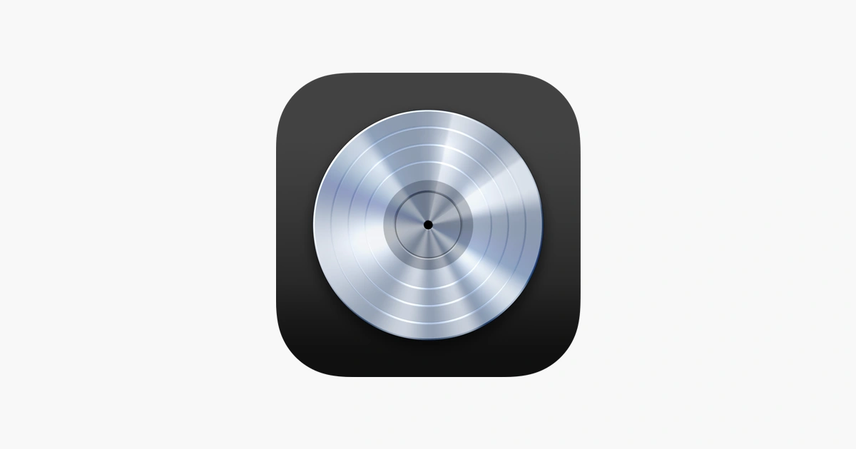 App icon with a metallic, concentric circle design on a black rounded square background.