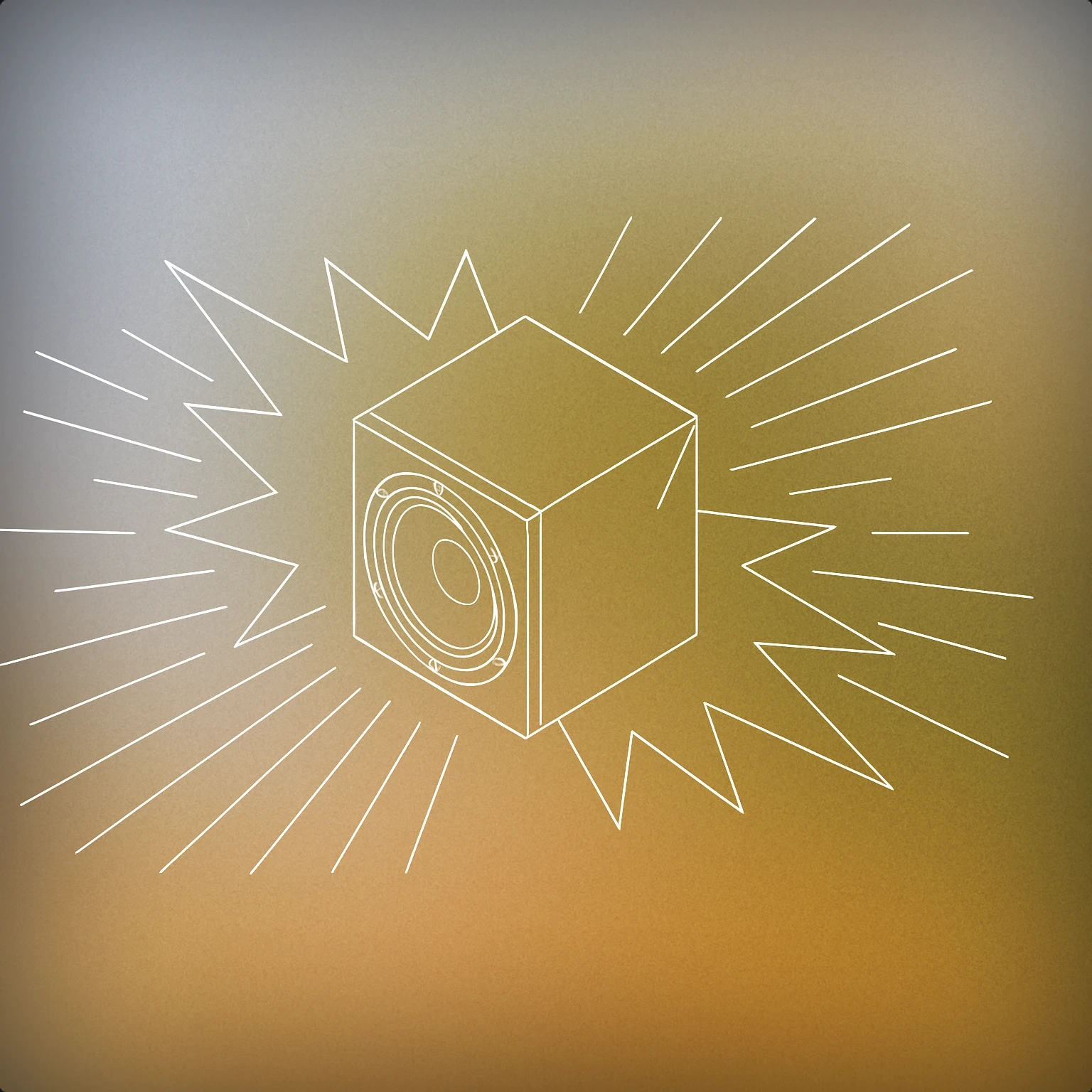 Cover of A stylized explosion-shaped subwoofer emitting sharp, radiating sound lines for Blast sound effects