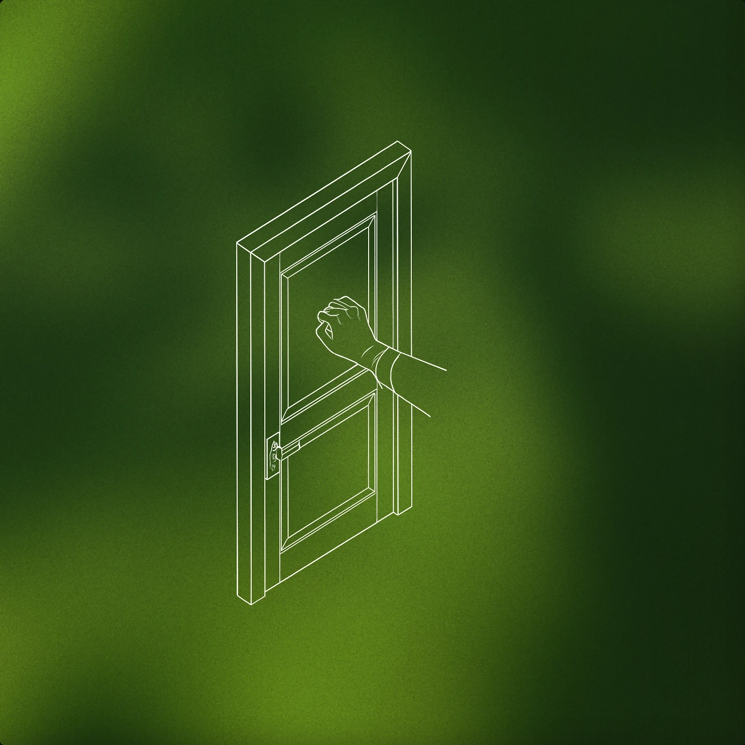 Cover of a closed wooden door with a single hand knocking on it for Knock Knock Knock sound effects