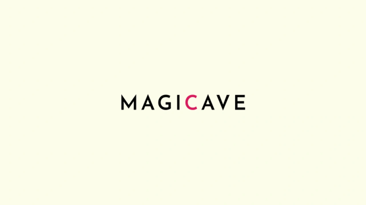 Magicave logo with the word "MAGICAVE" in black letters and the letter "C" in pink on a light background.