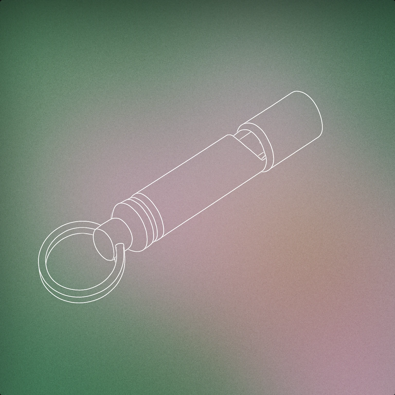 Cover of a classic dog whistle with a small loop at one end, shown in a simple, clean form for Dog Whistle sound effects