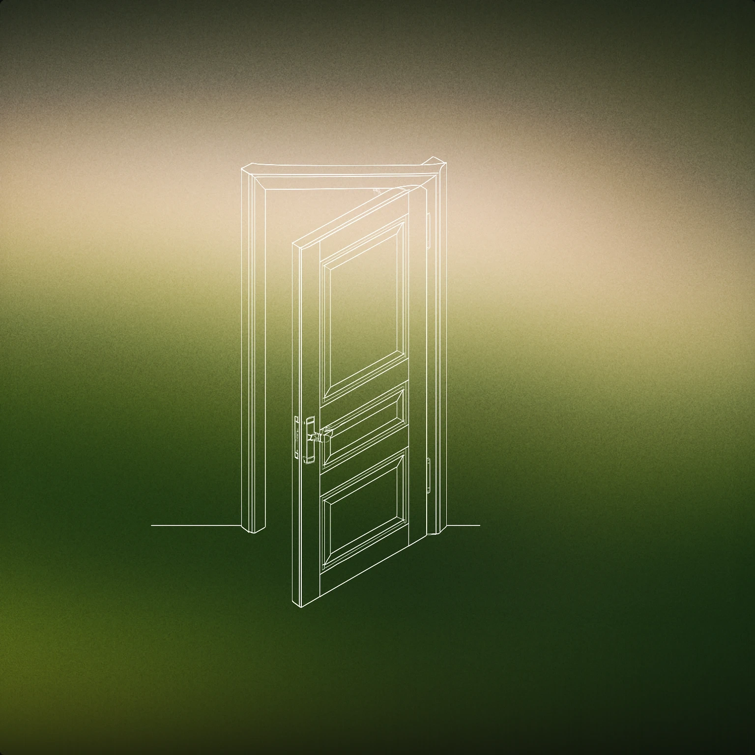 Cover of partially open old wooden door with a visible hinge for Creaky Door sound effects