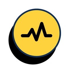 Yellow circular icon with a black heartbeat line inside.