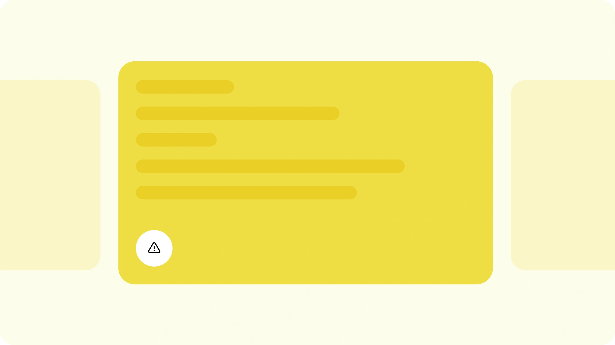Blurred yellow text box with a warning icon at the bottom left corner.