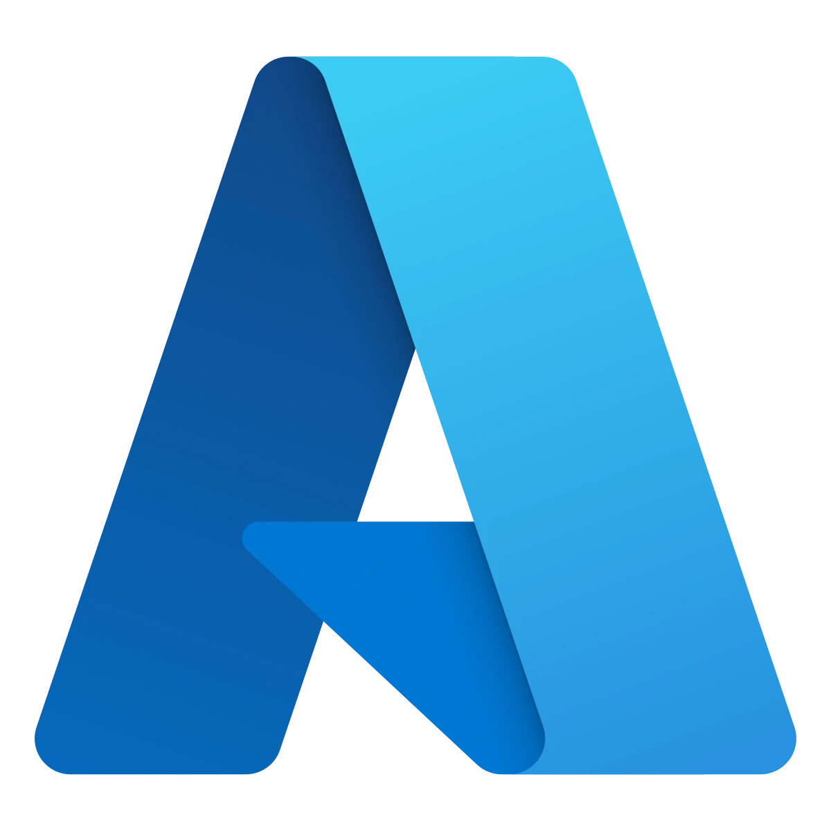 Blue stylized letter "A" logo.