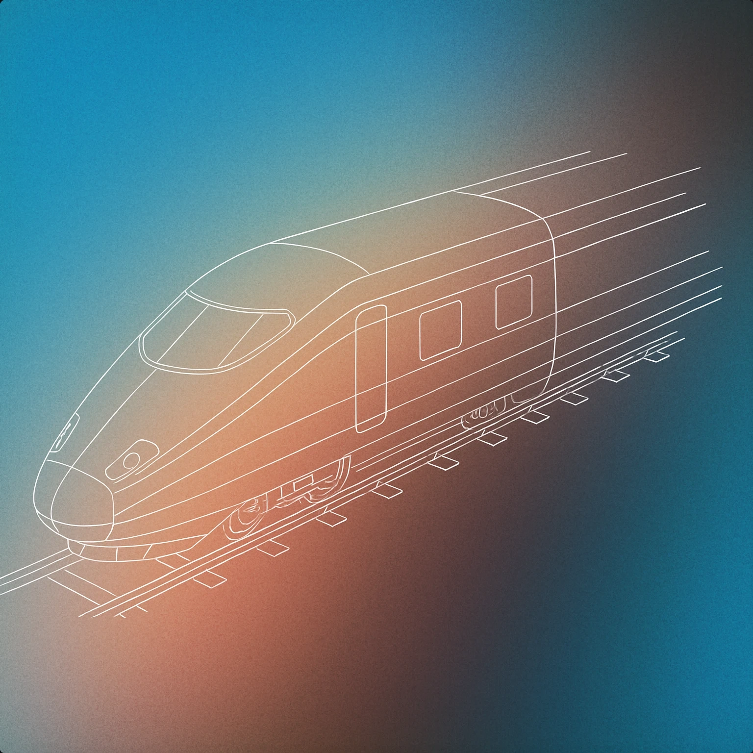 Cover of streamlined train nose with motion lines for High Speed Train sound effects