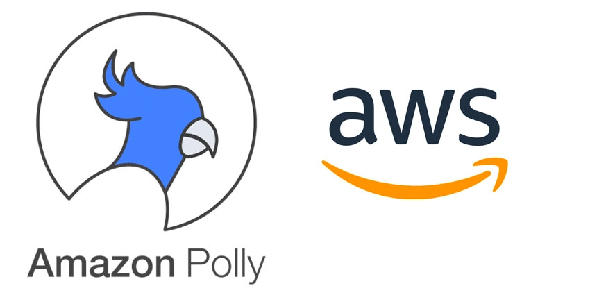 Amazon Polly logo next to the AWS logo.