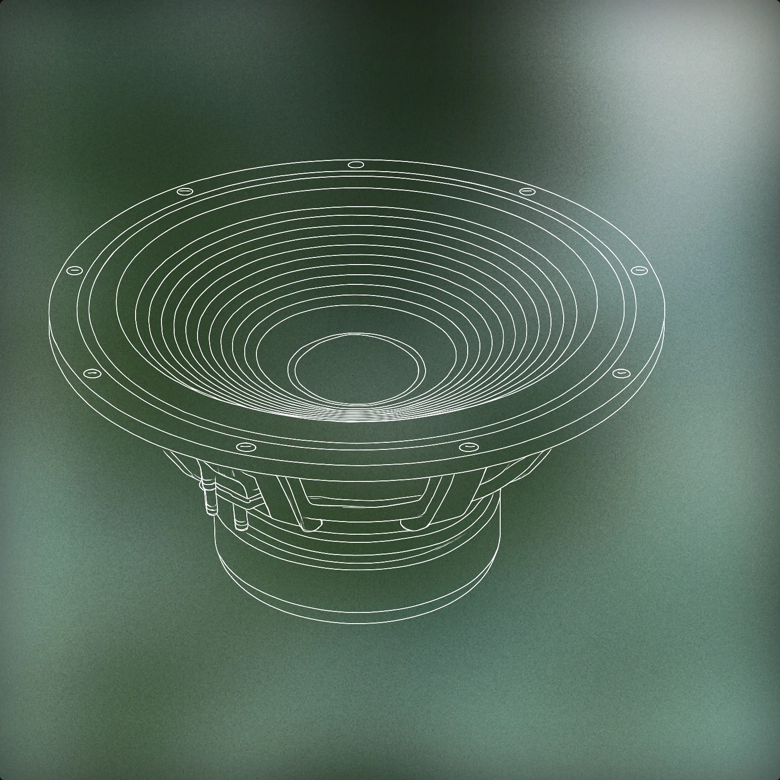 Cover of A large subwoofer cone with exaggerated deep grooves radiating outward for Bass Sound sound effects