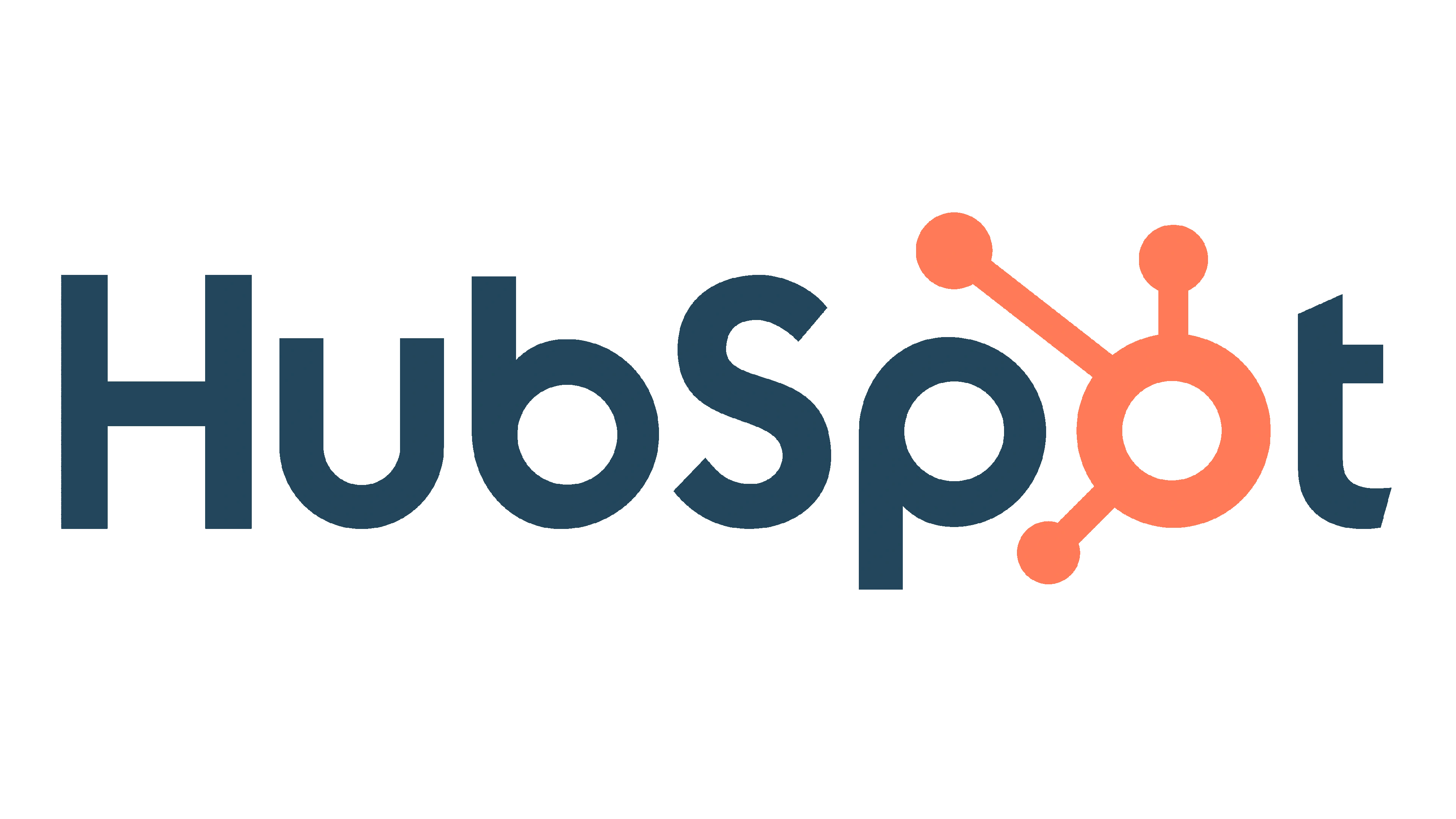 HubSpot logo with the text "HubSpot" and an orange hub icon with three connected nodes.