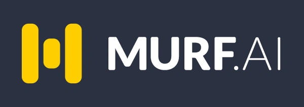MURF.AI logo with yellow and white text on a dark background.